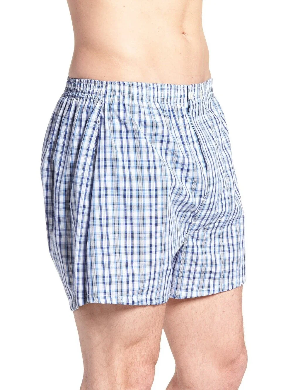 Nordstrom 3-Pack Classic Fit Boxer 38 NEW Blue Dazzle solid plaid stripe
